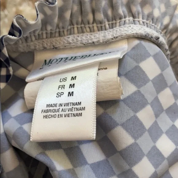 MOTHERHOOD Maternity Navy Blue Plaid Bathing Suit - Picture 3 of 4